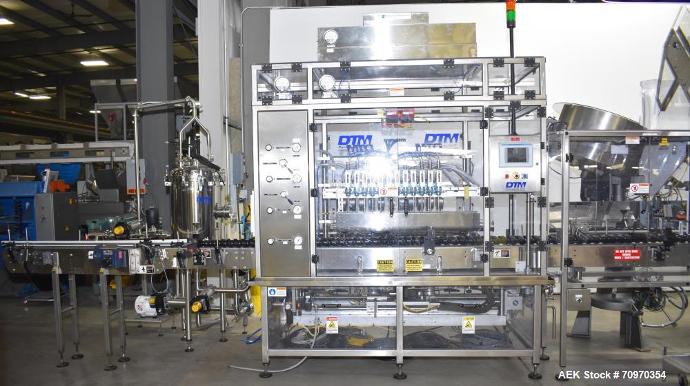 DTM Purefill 2000 Liquid Filling Line w/Pneumatic Scale Plugger and Capper